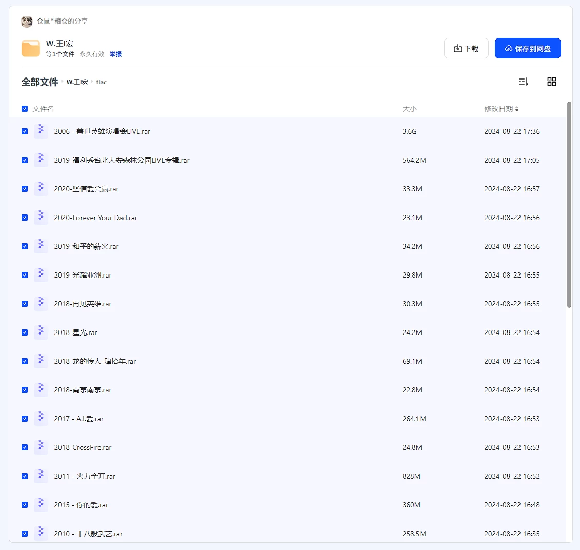王力宏[1995-2023]所有专辑歌曲合集打包[MP3+无损FLAC/14G]