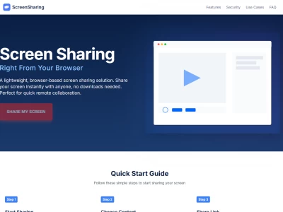 ScreenSharing：轻量级浏览器屏幕共享，无需下载即享即时屏幕共享解决方案