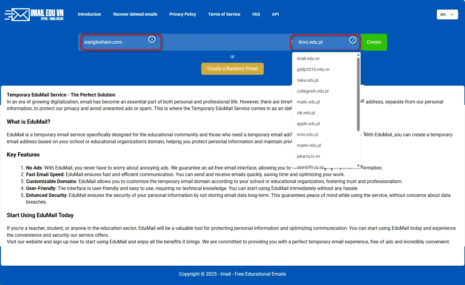 EduMail:一个带有教育域名的临时电子邮件服务-享乐分享