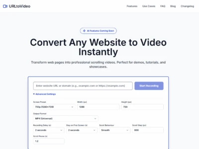 URLtoVideo：将任何网页转换为滚动视频的工具站点