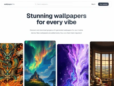 查看Wallpaper.fm：提供大量精美AI生成壁纸的网站