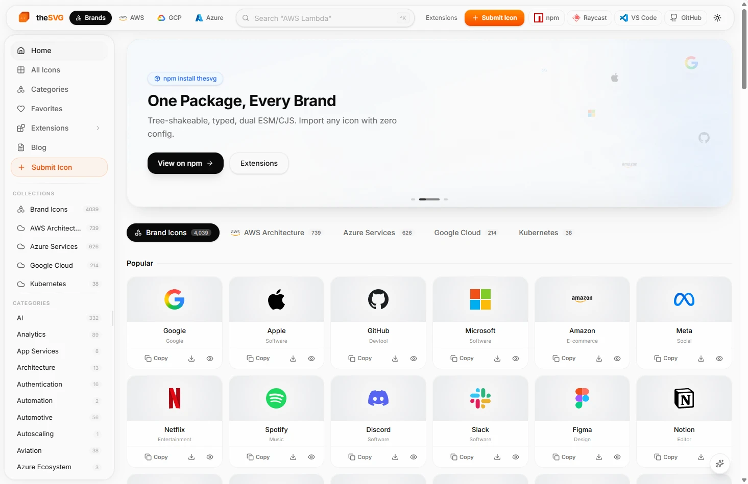 theSVG：涵盖超过5600个免费品牌SVG图标资源库-享乐分享