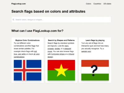 FlagLookup旗帜查询数据库：按颜色和特征快速识别世界各国旗帜