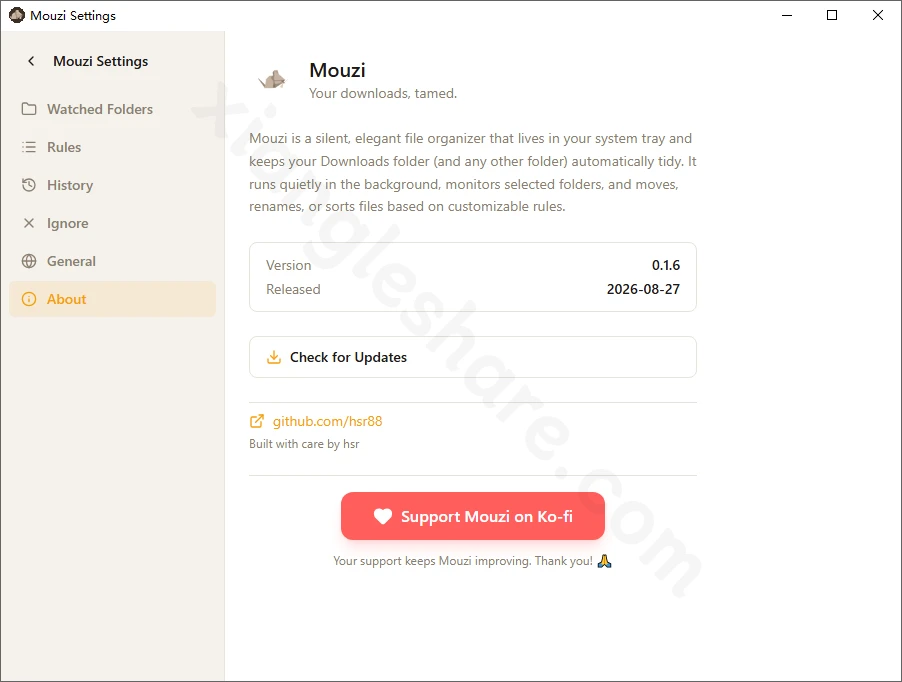 Mouzi：Windows/Linux后台自动整理下载文件夹的开源工具-享乐分享