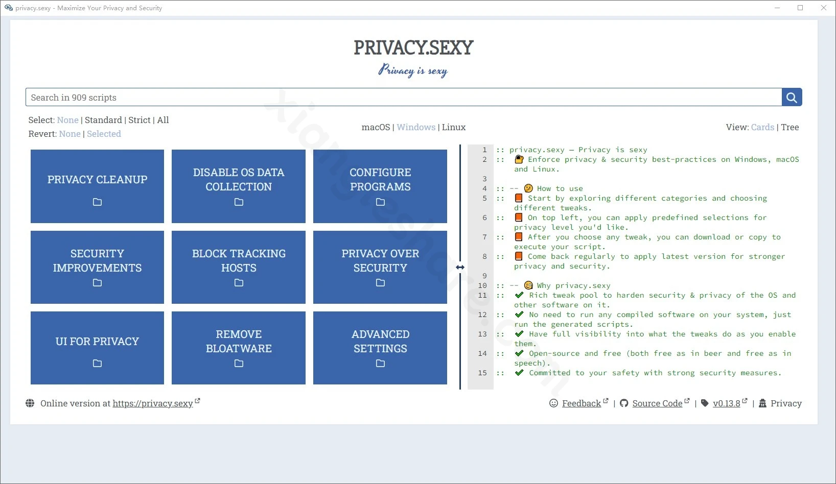privacy.sexy:开源的Windows、macOS与Linux隐私安全配置工具 privacy.sexy:开源的Windows、macOS与Linux隐私安全配置工具-享乐分享